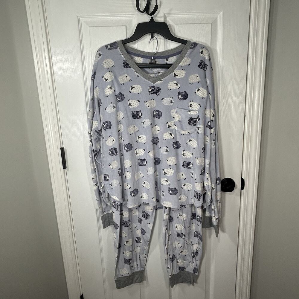 Cuddl Duds Sheep Pajamas Set Lavender Long Sleeve Size XXL